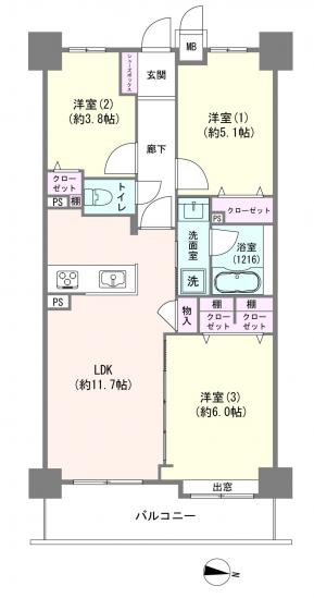 ライオンズガーデン新小岩-1-間取図(平面図)