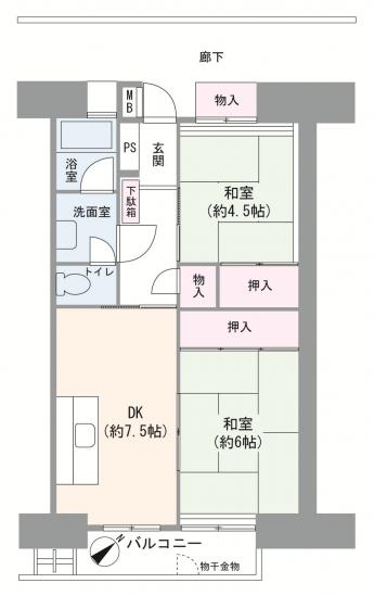 東白鬚第二マンション　１０号棟-1-間取図(平面図)