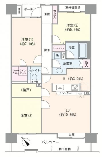 プランヴェールEX　サザンウィング-1-間取図(平面図)