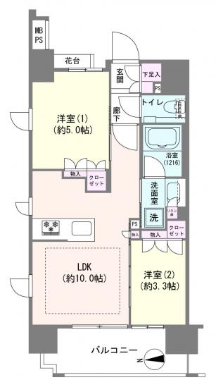 クリオラベルヴィ新御徒町-1-間取図(平面図)