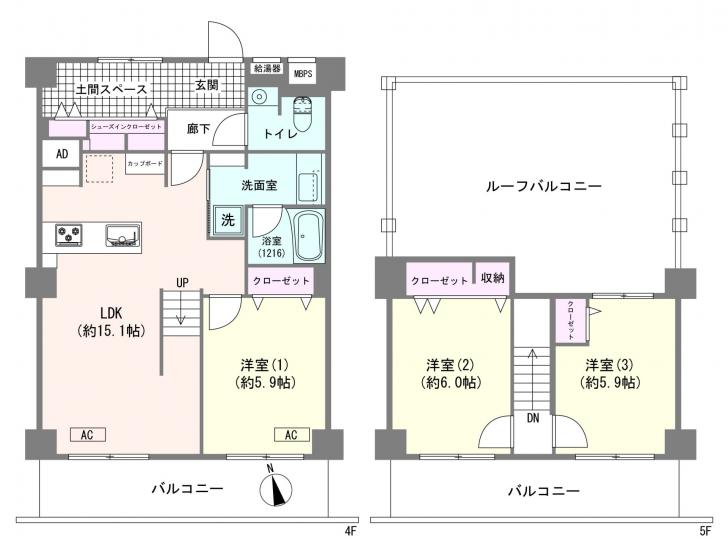 日商岩井第二新小岩マンション　Ｂ棟-1-間取図(平面図)