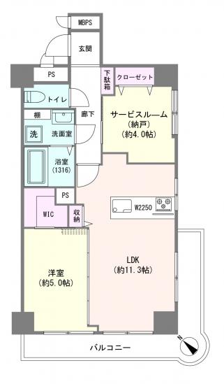 セブンスターマンション中目黒-1-間取図(平面図)