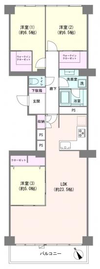 上野毛ハイム　３号棟-1-間取図(平面図)