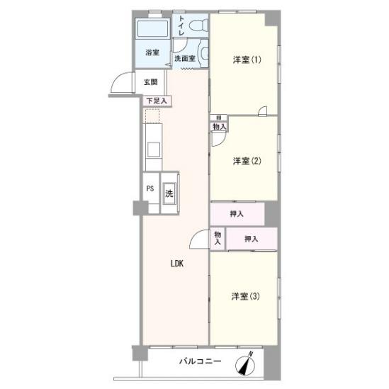 中銀野沢マンシオン-1-間取図(平面図)