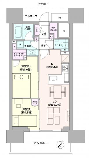 シティタワー駒沢大学ステーションコート　タワー棟-1-間取図(平面図)