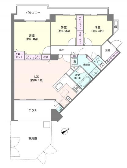 グランフォート用賀-1-間取図(平面図)