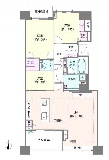 ライオンズスクエア用賀-1-間取図(平面図)