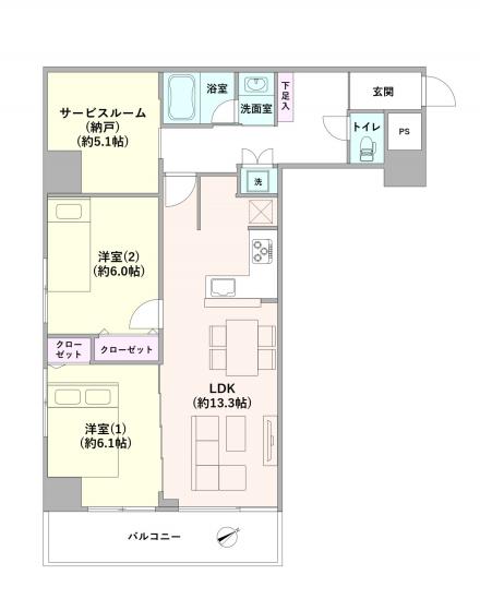 セブンスターマンション三軒茶屋-1-間取図(平面図)