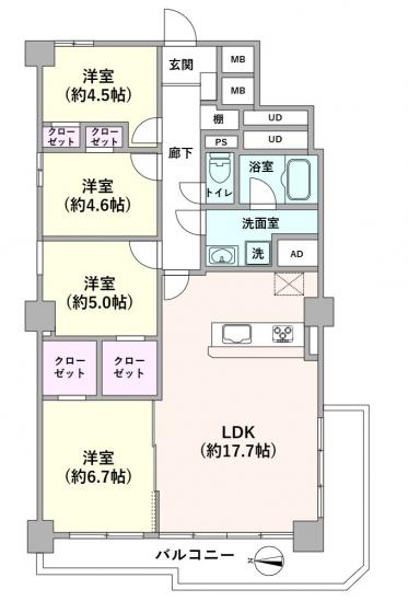 ディックピア用賀-1-間取図(平面図)