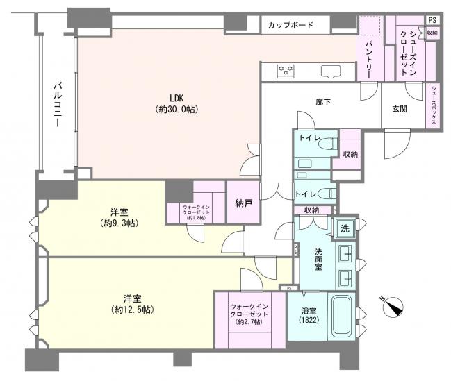 グランツオーベル南平台-1-間取図(平面図)