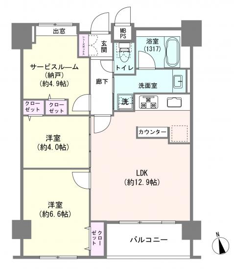 ライオンズマンション麻布十番南-1-間取図(平面図)