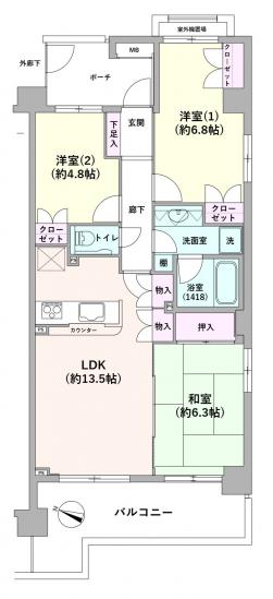 リーベスト桜新町-1-間取図(平面図)