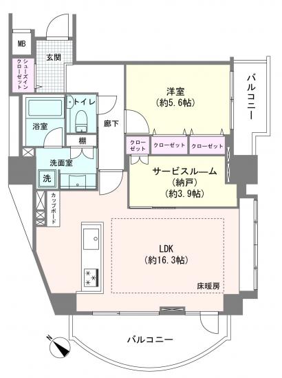 朝日マンション白金通り-1-間取図(平面図)