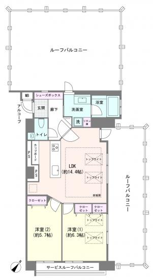 グランシティ中目黒-1-間取図(平面図)