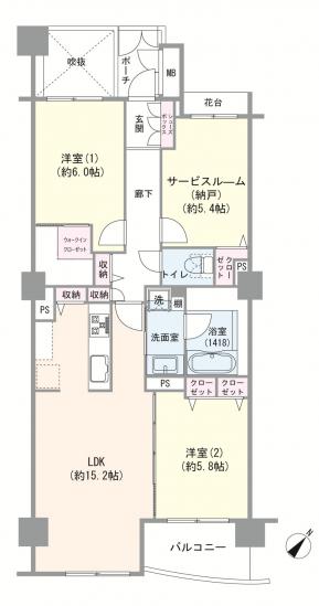 クレッセント目黒青葉台-1-間取図(平面図)