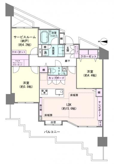 ディアナコート二子玉川園-1-間取図(平面図)