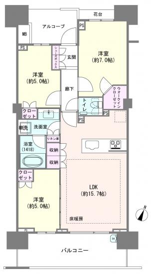 クラッシィハウス世田谷公園-1-間取図(平面図)