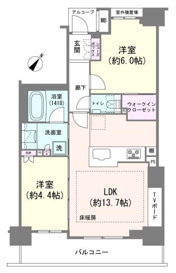 シャリエ三軒茶屋-1-間取図(平面図)