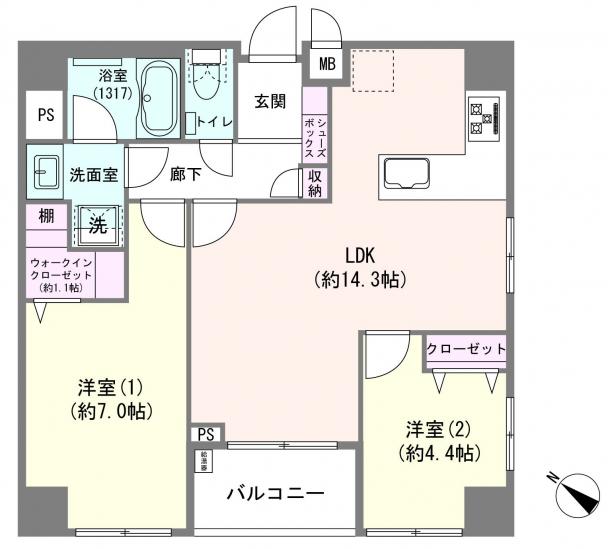 ウィスティリアコート代官山-1-間取図(平面図)