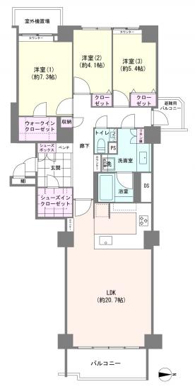 広尾ガーデンヒルズ　Ｌ棟-1-間取図(平面図)