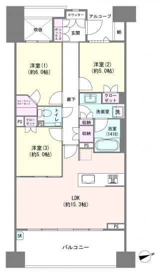 Ｔｈｅ目黒桜レジデンス-1-間取図(平面図)