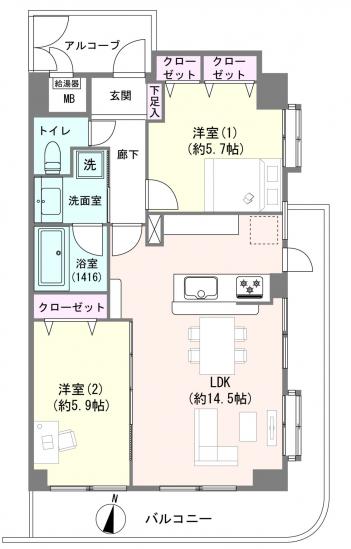 ライオンズマンション世田谷馬事公苑-1-間取図(平面図)