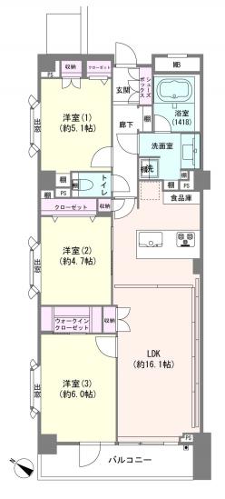 クレストフォルム駒沢公園-1-間取図(平面図)