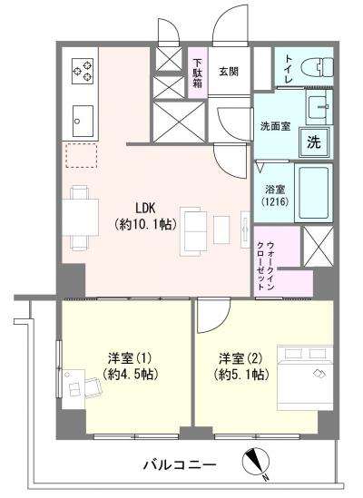 弦巻リハイム-1-間取図(平面図)