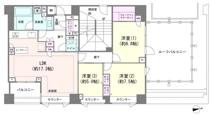 グランドメゾン三軒茶屋プレイス-1-間取図(平面図)