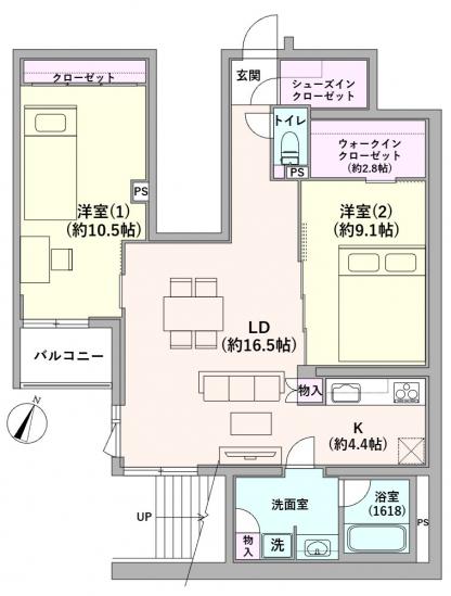 ラコサ都立大-1-間取図(平面図)