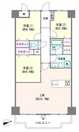 蓮根ファミールハイツ２号棟-1-間取図(平面図)
