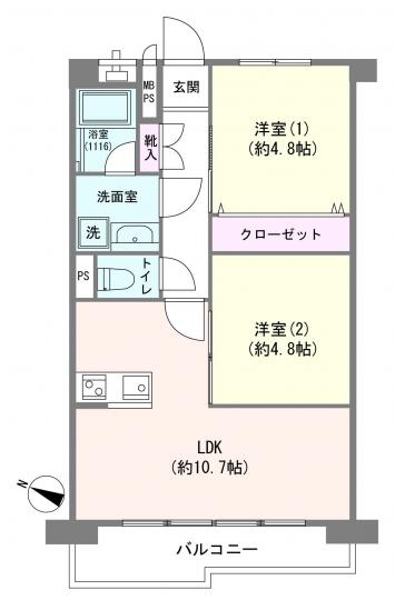 朝日板橋マンション-1-間取図(平面図)