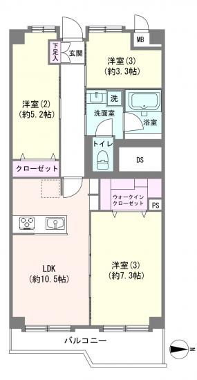 富士見台マンション-1-間取図(平面図)