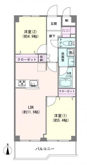 本蓮沼ハイツ-1-間取図(平面図)