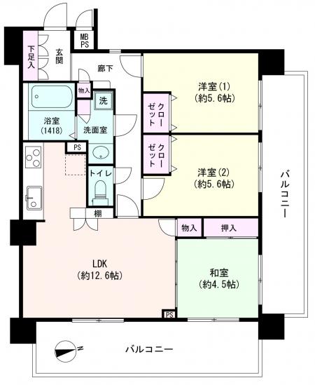 ウイングヒルズ高野台-1-間取図(平面図)