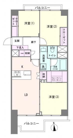 板橋中台マンション-1-間取図(平面図)