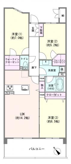 Ａｎｇｅｌ氷川台コートⅠ-1-間取図(平面図)