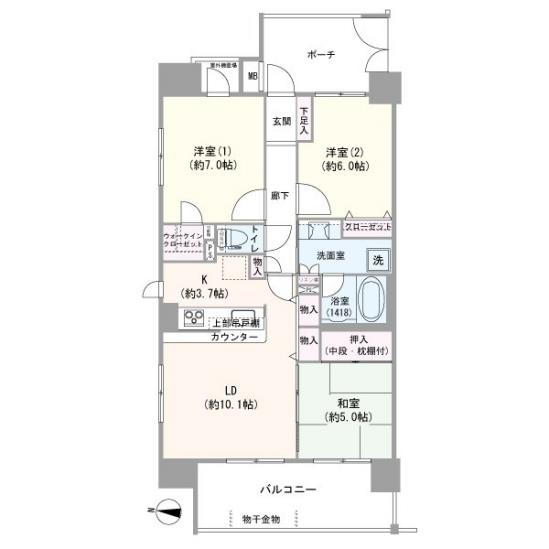 レーベンリヴァーレタワーザ・テラス-1-間取図(平面図)