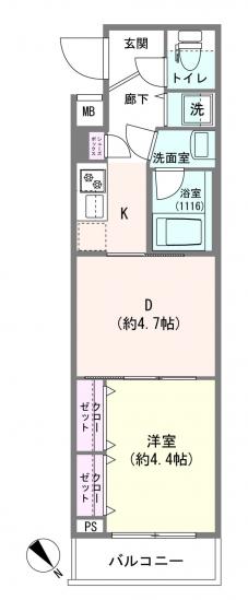 ＡＸＡＳ新江古田-1-間取図(平面図)