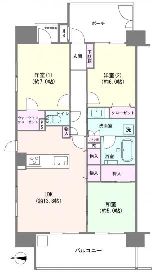 レーベンリヴァーレタワーザ・テラス-1-間取図(平面図)