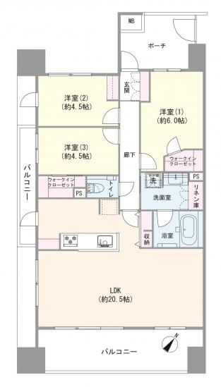 大山パークハウス　スタイリッシュタワー-1-間取図(平面図)