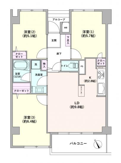 ソレーユメゾン石神井-1-間取図(平面図)