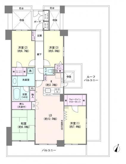 レクセルヒルズ和光-1-間取図(平面図)