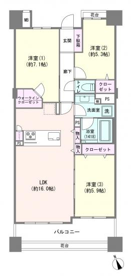 ときわ台メリーガーデン-1-間取図(平面図)