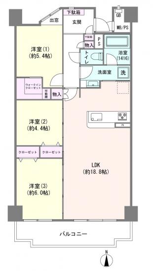 成増ハウス-1-間取図(平面図)