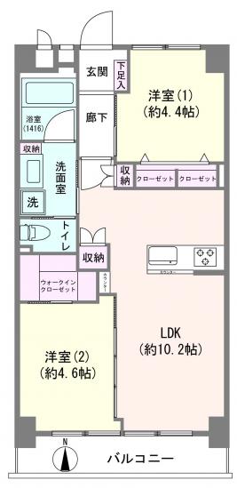 第２桜台ファミリーマンション　Ｋ棟-1-間取図(平面図)