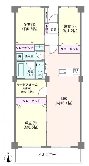 サンシティＩ棟-1-間取図(平面図)
