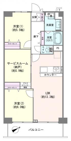 石神井ハイライズ-1-間取図(平面図)