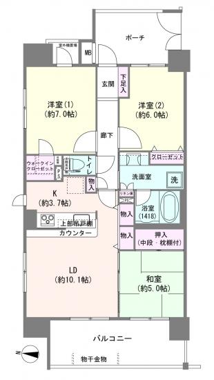 レーベンリヴァーレタワーザ・テラス-1-間取図(平面図)