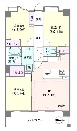 クレストフォルム王子サウスステージ-1-間取図(平面図)